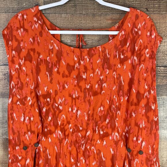 Free People Fake Love Animal Print Mini Dress Pumpkin Orange Open Back SZ Large - Picture 2 of 11